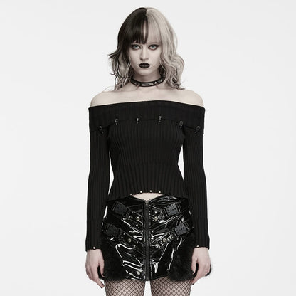 Raven Reliquary Off-Shoulder Sweater front view