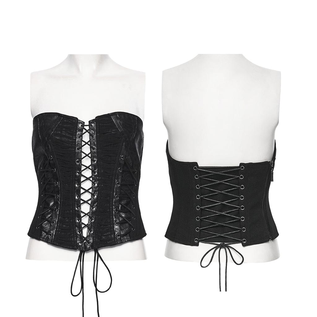 Ruin Line Ruched Lace-Up Bustier detail view 5