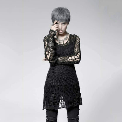 Ruin Stripe Ripped Sheer Sweater detail view 4