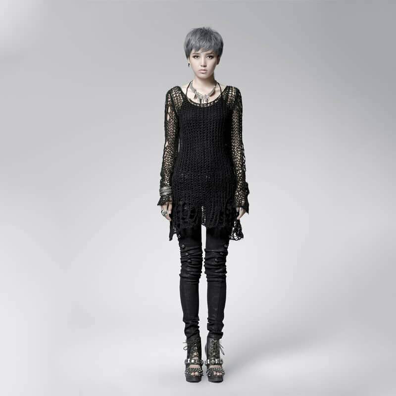 Ruin Stripe Ripped Sheer Sweater detail view 6
