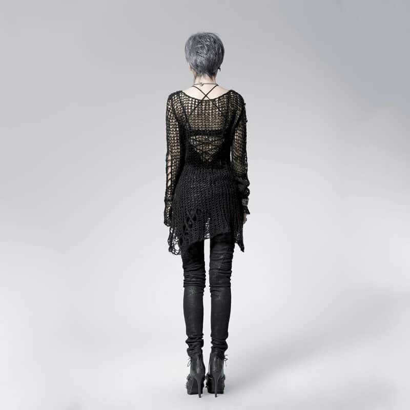 Ruin Stripe Ripped Sheer Sweater detail view 7
