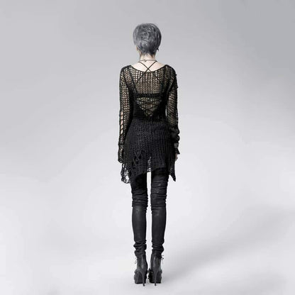 Ruin Stripe Ripped Sheer Sweater detail view 7