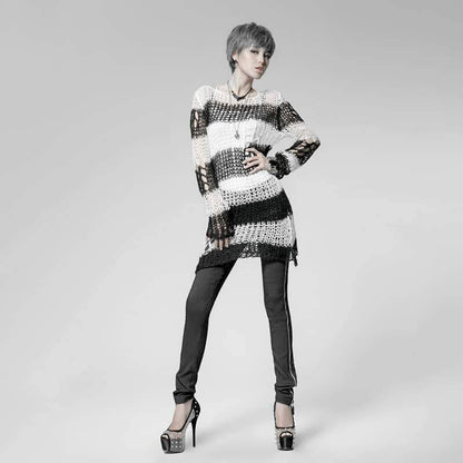 Ruin Stripe Ripped Sheer Sweater detail view 12