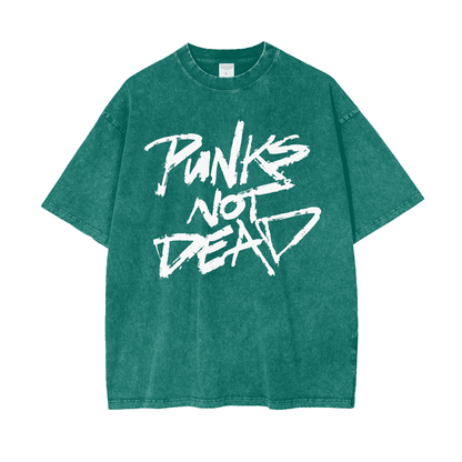 Punks Not Dead Acid Washed Oversized Tee