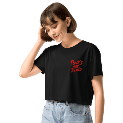Punk's Not Dead Embroidered Crop Top