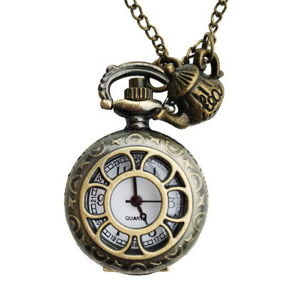 Alice Inspired Pocket Watch Necklace Vintage Steampunk Jewelry