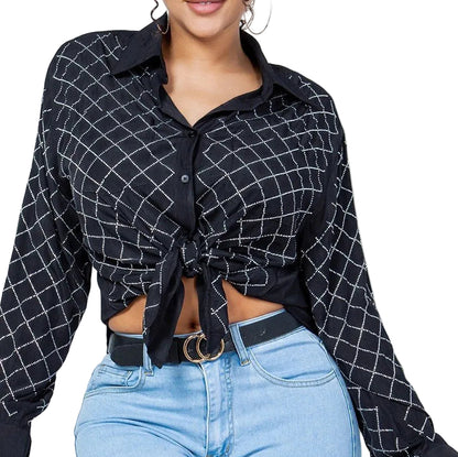 Midnight Spark Rhinestone Button-Up