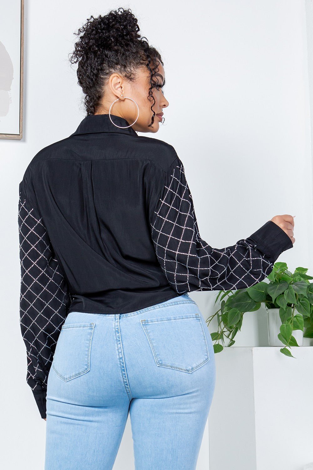 Midnight Spark Rhinestone Button-Up