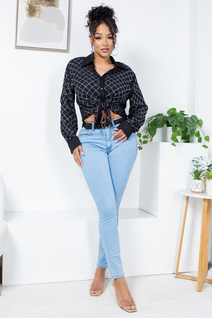 Midnight Spark Rhinestone Button-Up