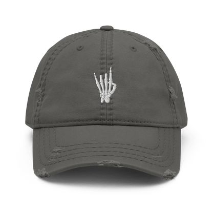 Rock On Skeleton Distressed Dad Hat