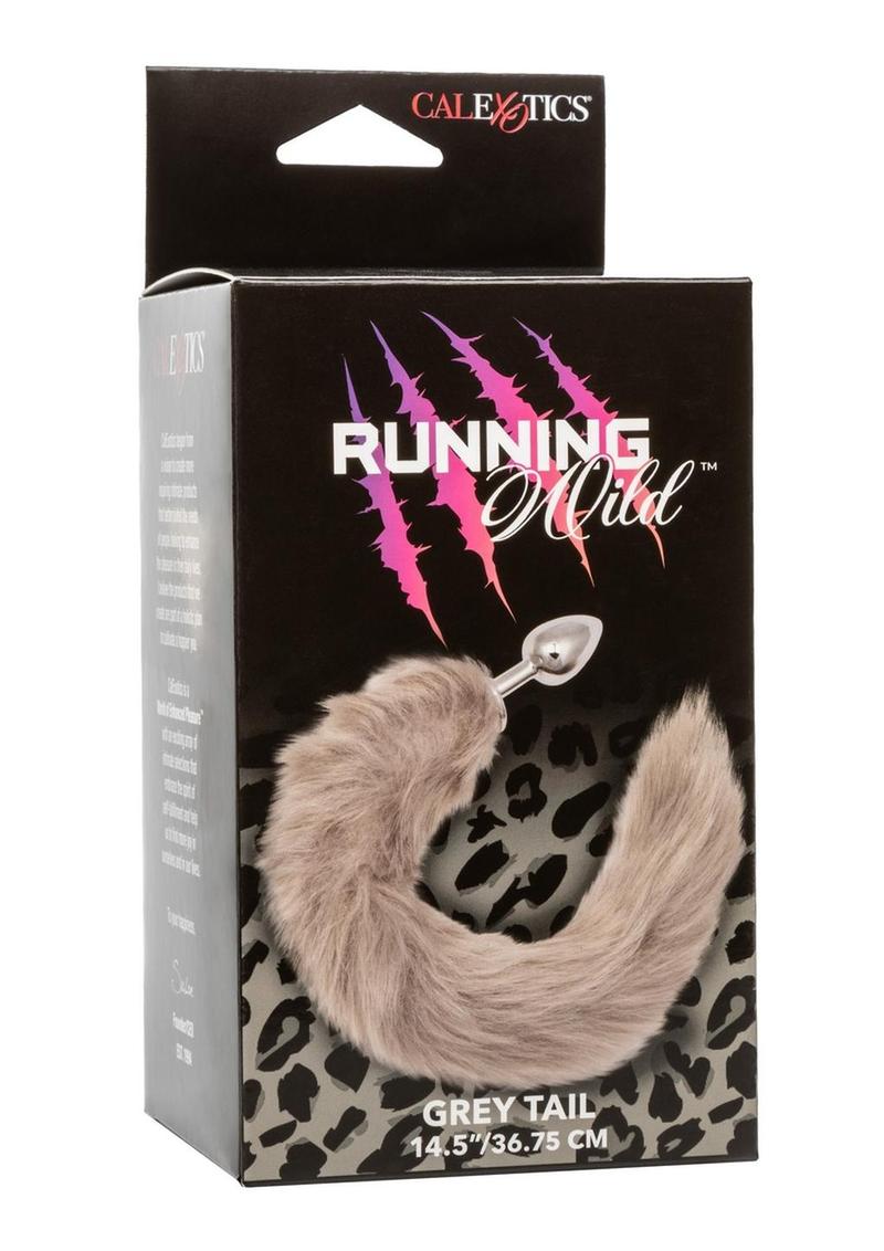 Running Wild Grey Faux Fur Tail Plug - Shadow Threadz Crypt