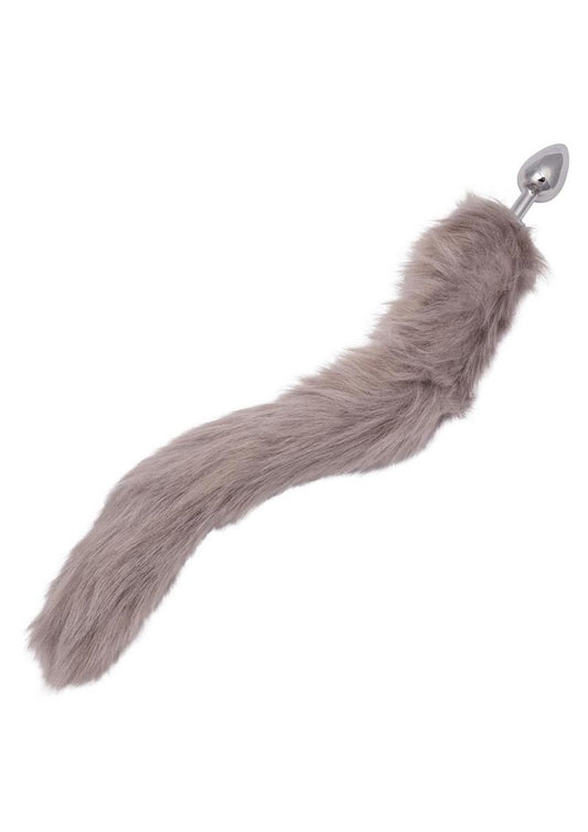 Running Wild Grey Faux Fur Tail Plug - Shadow Threadz Crypt