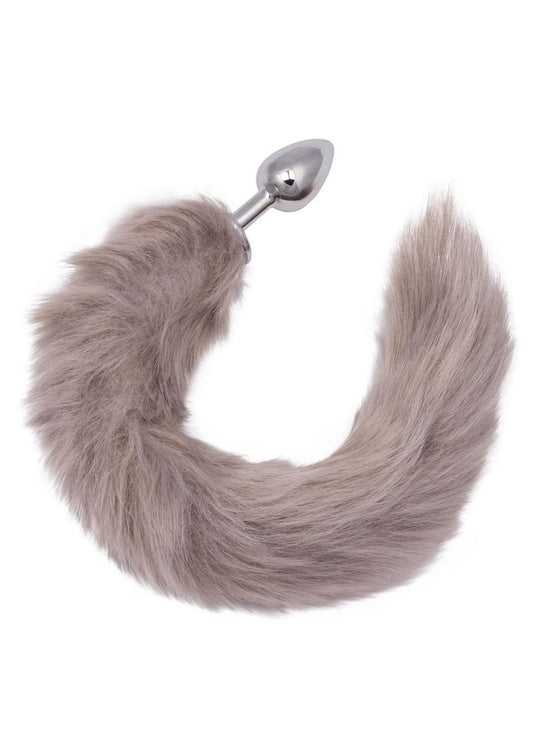 Running Wild Grey Faux Fur Tail Plug - Shadow Threadz Crypt