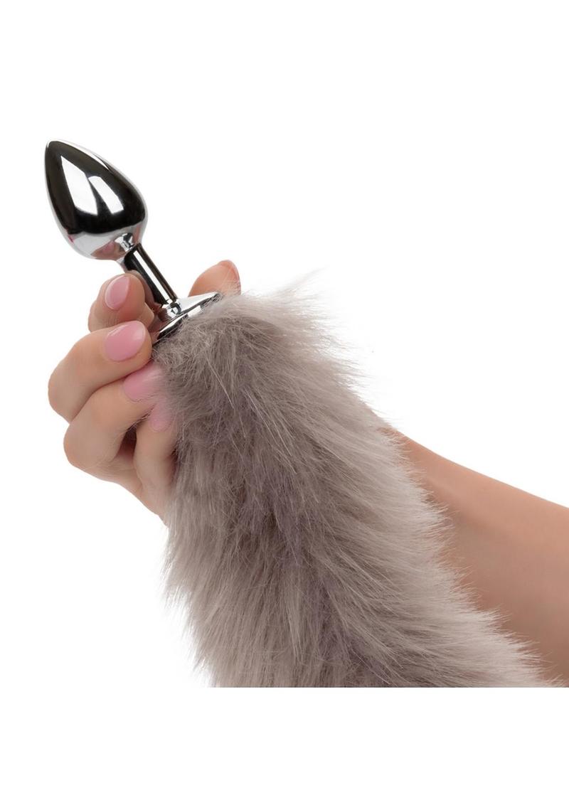 Running Wild Grey Faux Fur Tail Plug - Shadow Threadz Crypt