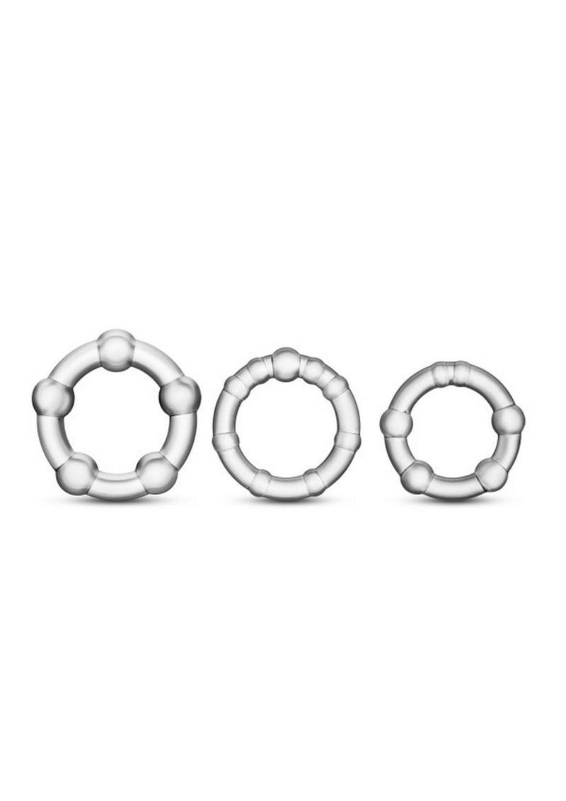 Stay Hard Beaded Cock Rings Textured And Flexible Black Rings