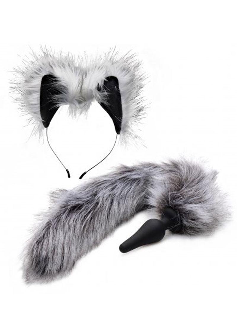 Tailz Grey Wolf Tail Anal Plug And Ears Set