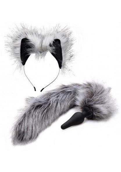 Tailz Grey Wolf Tail Anal Plug And Ears Set