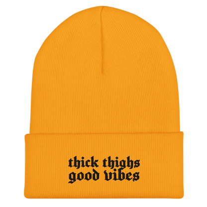 Thick Thighs Good Vibes Embroidered Knit Beanie