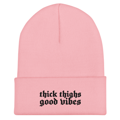 Thick Thighs Good Vibes Embroidered Knit Beanie