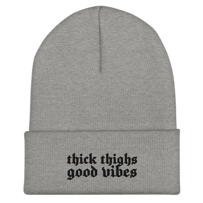 Thick Thighs Good Vibes Embroidered Knit Beanie