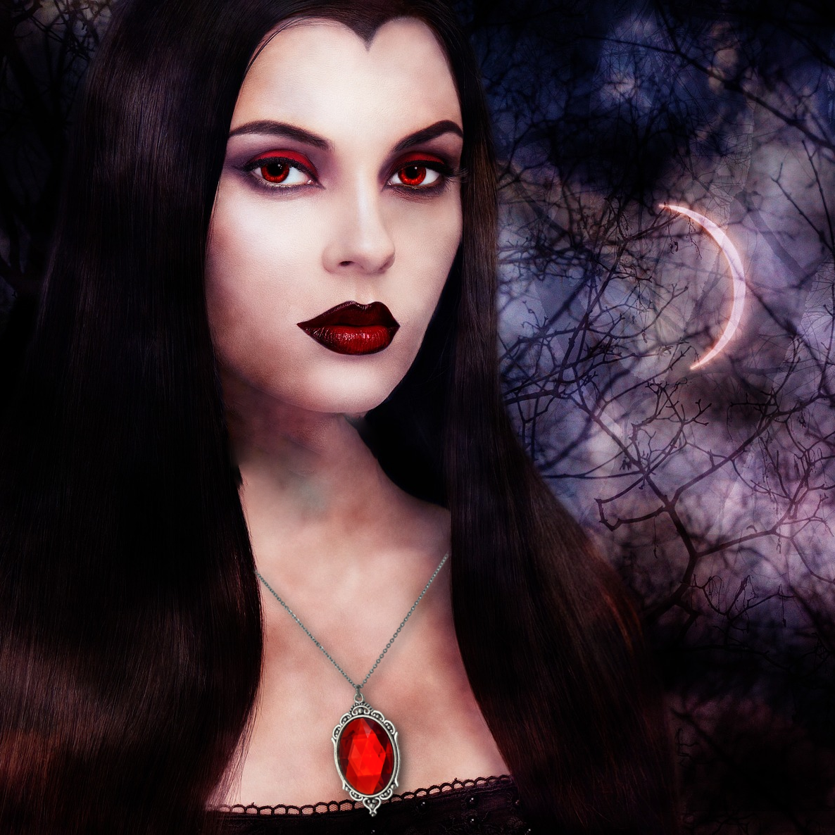 Vampire Blood Red Necklace Gothic Lolita Victorian Dark Romantic Jewelry